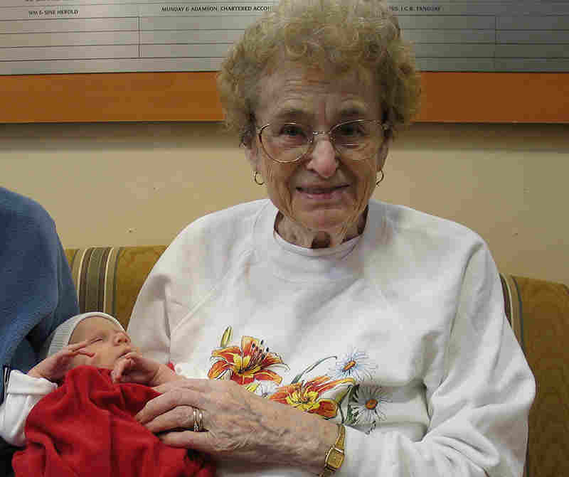 Here's Great-Grandma June with little Olivia June.