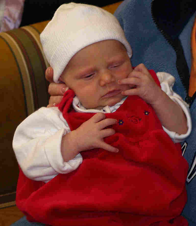 Here she is- sound asleep as usual- babies sleep a lot, don't hey?