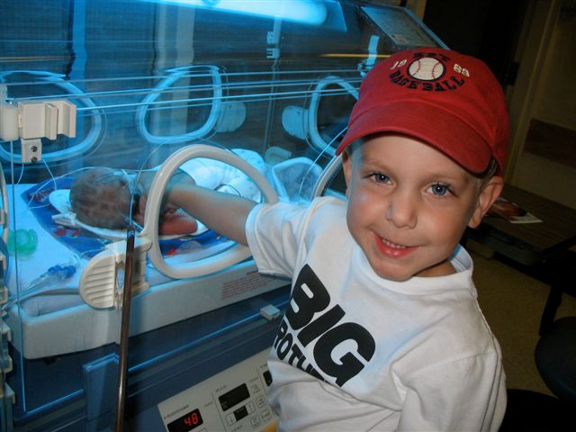 Here's Andrew's big brother, Will, with his special shirt on