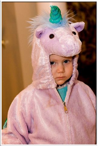 A very somber Unicorn is Olivia.  She really did have fun!