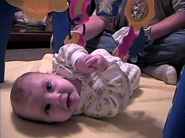 Daddy's playing with my feets.