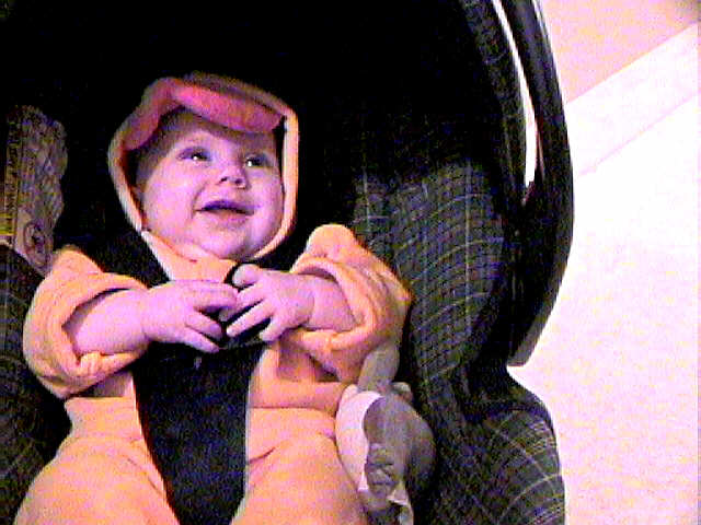 All dressed up as a duckie for Halloween.