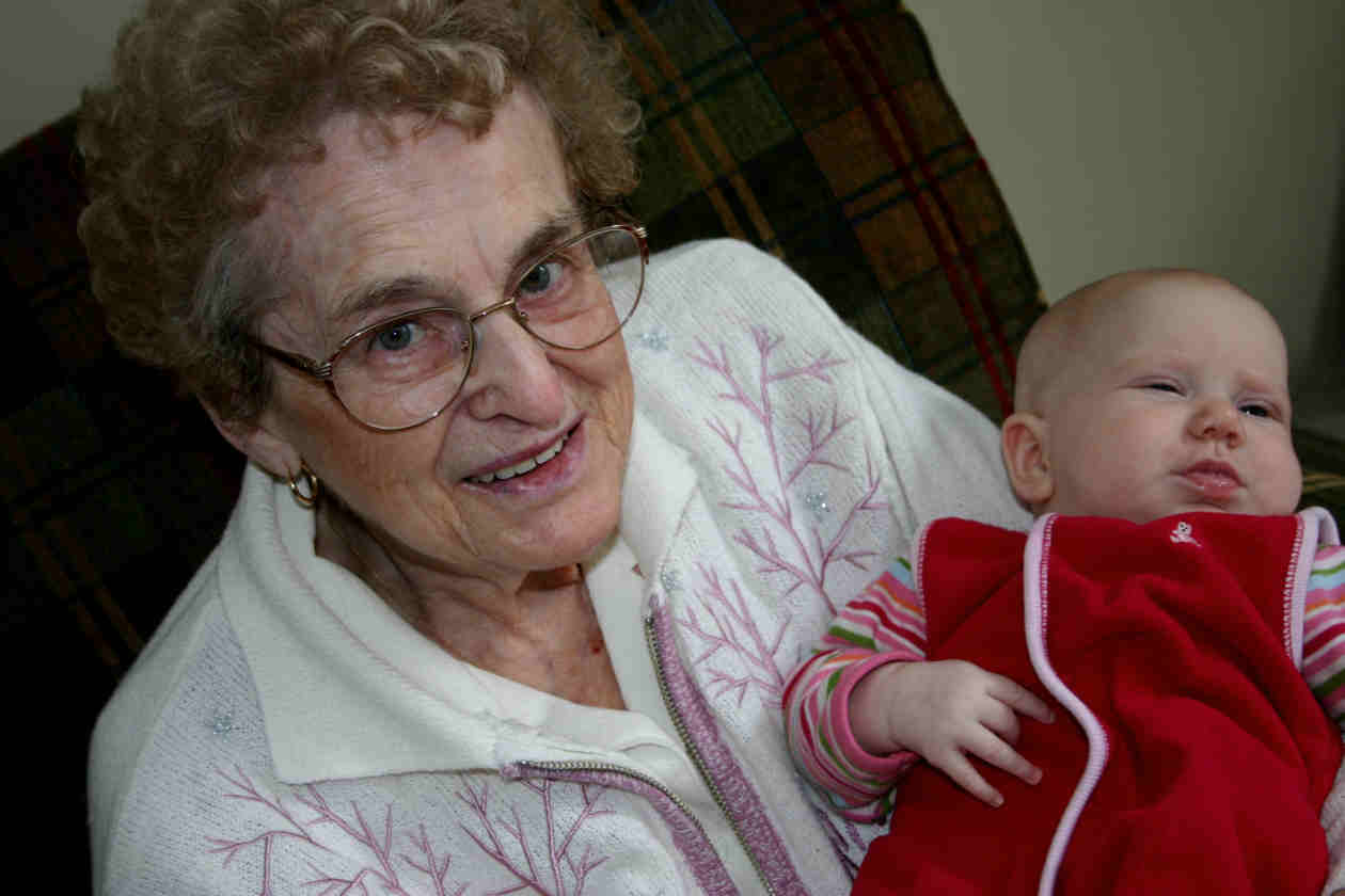 Here she is with her Great Grandma June Toogood
